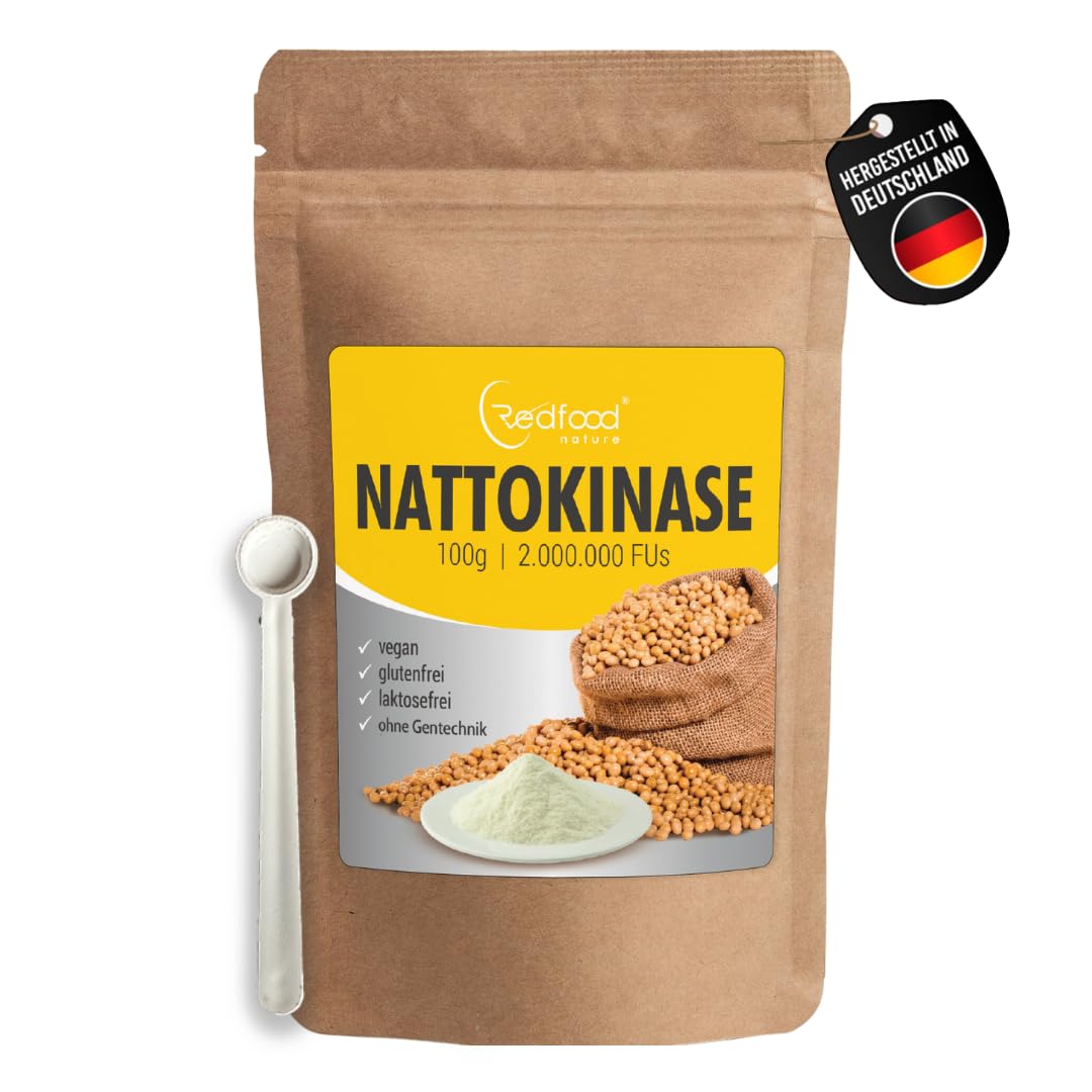 Nattokinase Pulver 100g Packung 2.000.000 FU´s hohe Bioverfügbarkeit ohne Magnesiumstearat ohne K1 K2 mit Analyse Zertifikat