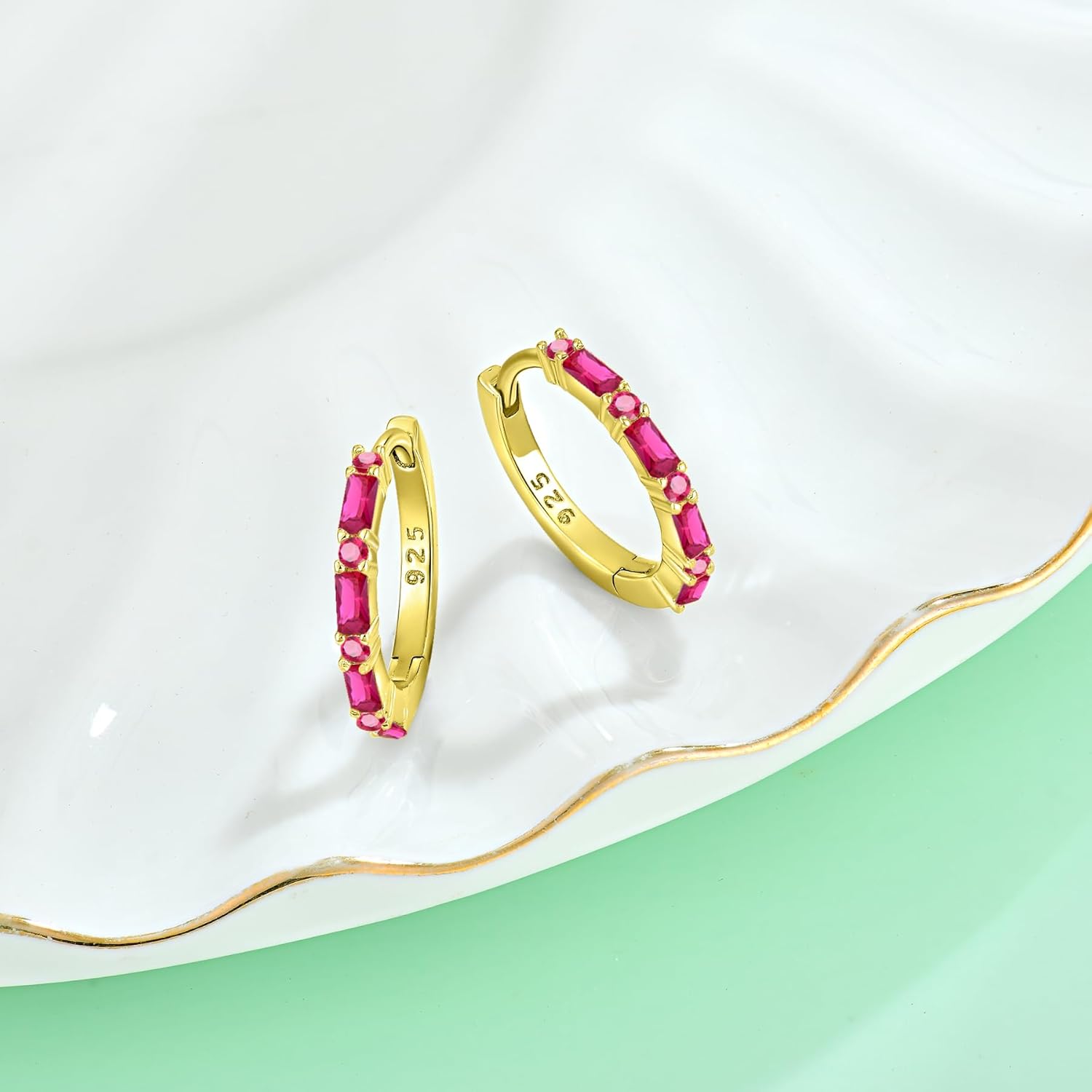 Starchenie Gemstone Huggie Hoop Earrings 925 Sterling Silver Birthstones Jewelry Gift for Women