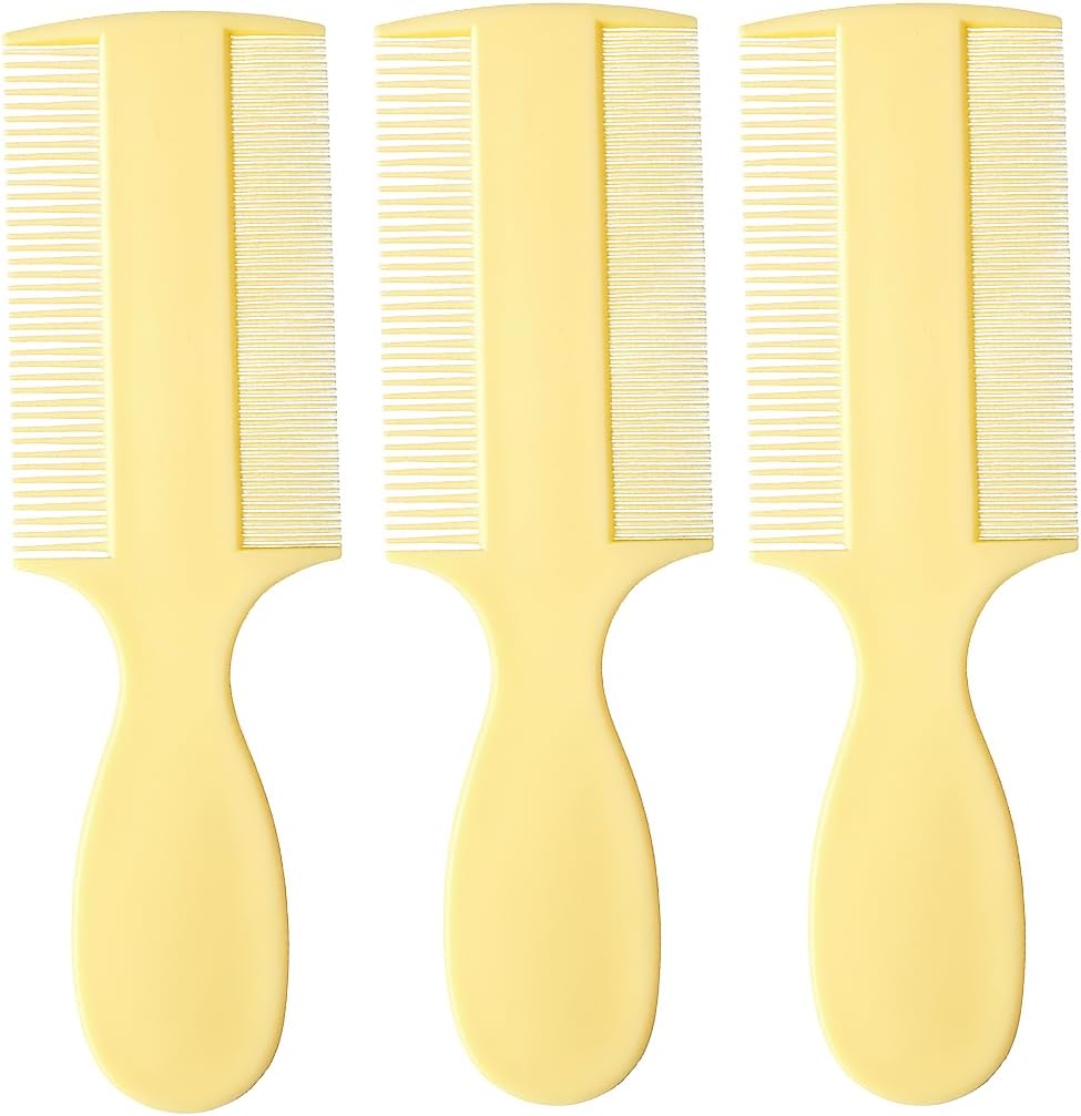Vakly 3-Pack Fine Tooth Baby Comb - Double-Sided Detangler for Cradle Cap, Dandruff & Lice, Gentle Rounded Teeth for Newborns, Babies, Toddlers & Adults