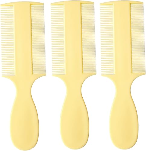 Vakly Peine de dientes finos (paquete de 3) – Peine de bebé de doble cara con asa, peine extrafino para piojos y caspa para cuna, recién nacidos,