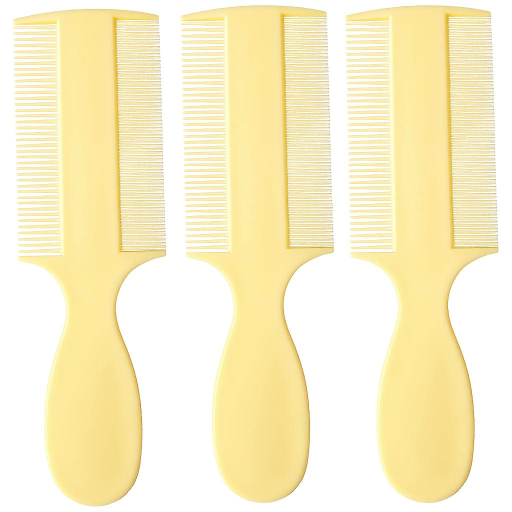 Vakly Fine Tooth Baby Comb [3 Pack] – Double-Sided Infant Hair Extra Fine Detangling Comb with Handle for Cradle Cap, Dandruff & Lice – Gentle Rounded Teeth for Newborns, Babies, Toddlers & Adults