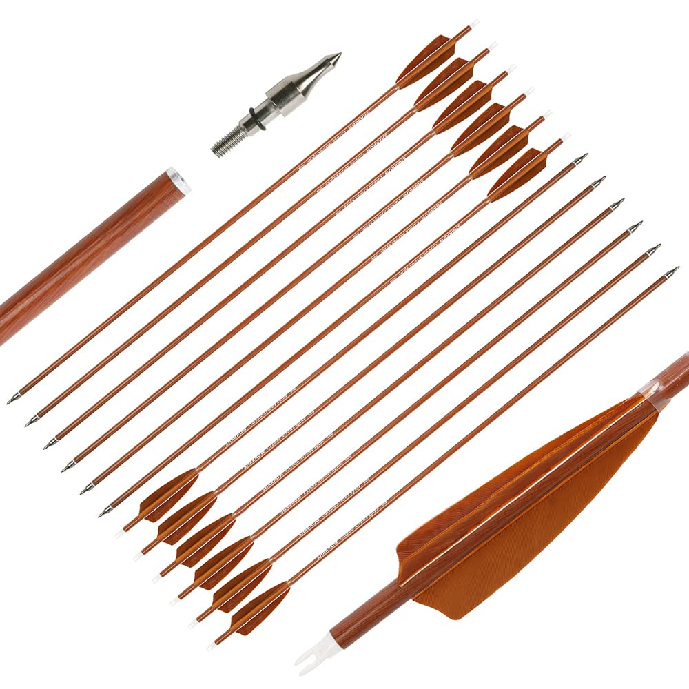 SHARROW Tir à l'arc Flèches de Carbone 30 Pouces Flèches pour la Chasse avec Plumes de Naturelle Spine 500 600 pour Arc Classique