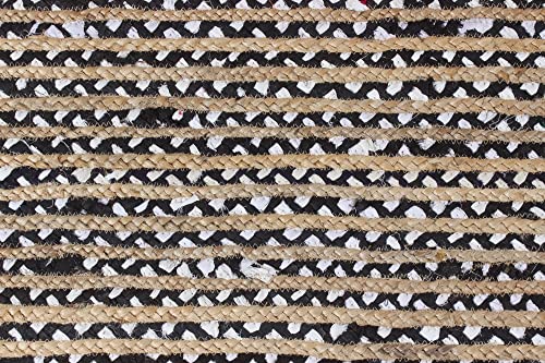 Tapis de sol en jute résistant et multifonction beige noir - 6