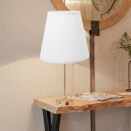 Miniatura 5 de Uonlytech Pantalla de tambor de tela, pantalla de tambor mediano, pantalla de lino con clip, cubierta de luz, reemplazo para lámpara de mesa y luz