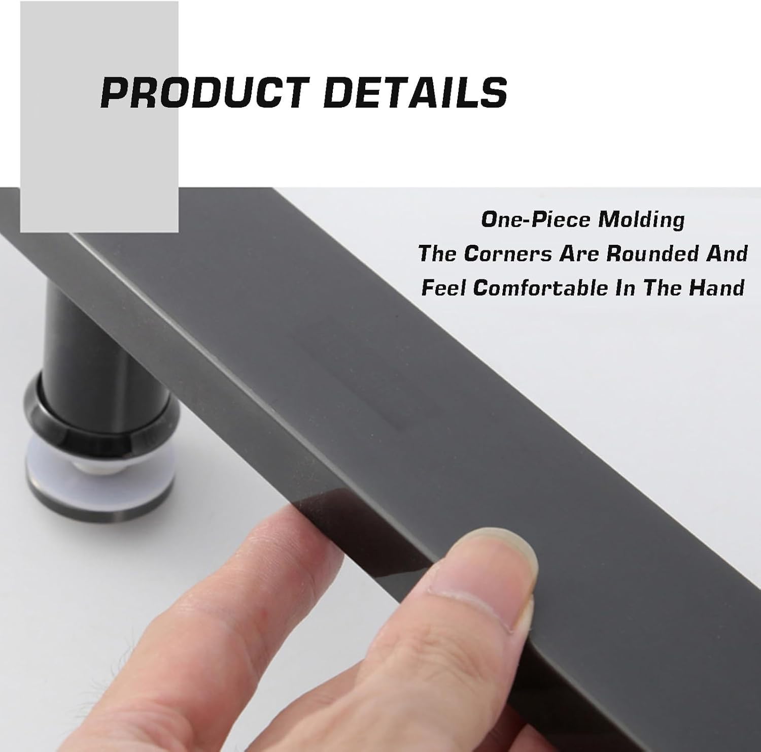 Square Stainless Steel Shower Door Handle 145mm Center Hole Replacement for Glass Shower Door Handles 30cm Long Black Finish for Bathroom Shower Enclosures