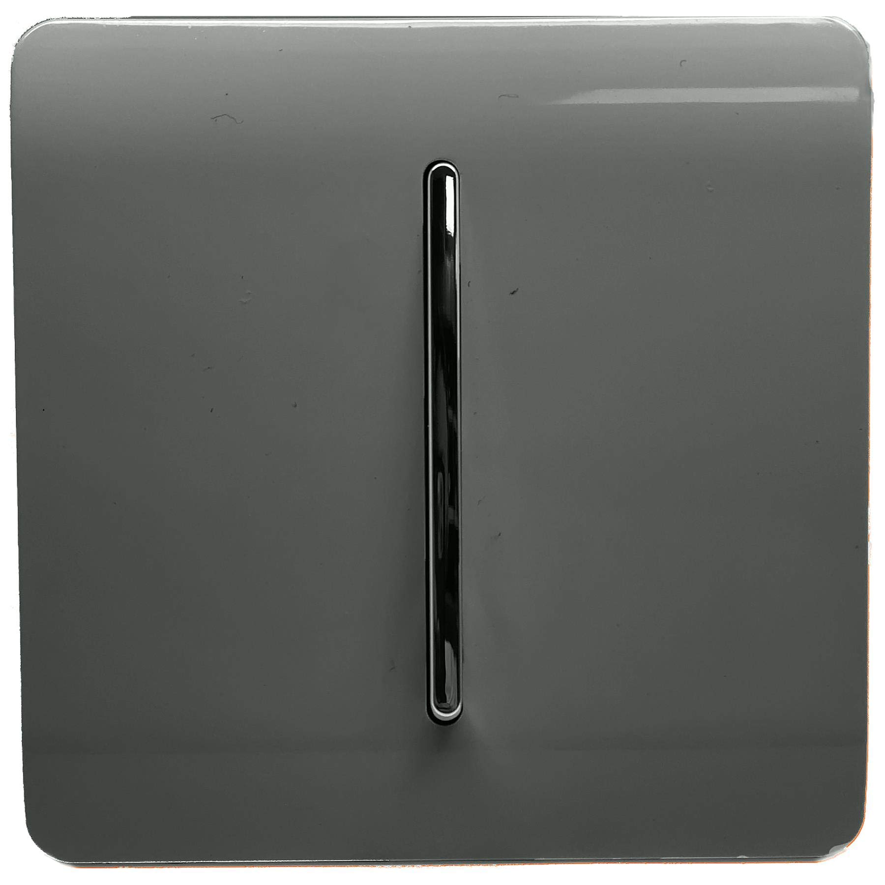 Trendi 1 Gang 3 Way Intermediate 240V Screwless Raised Front Plate Plastic Artistic Modern Glossy 10 Amp Chrome Rocker Single Electrical Wall Light Switch Charcoal Grey - ART-SS9CH