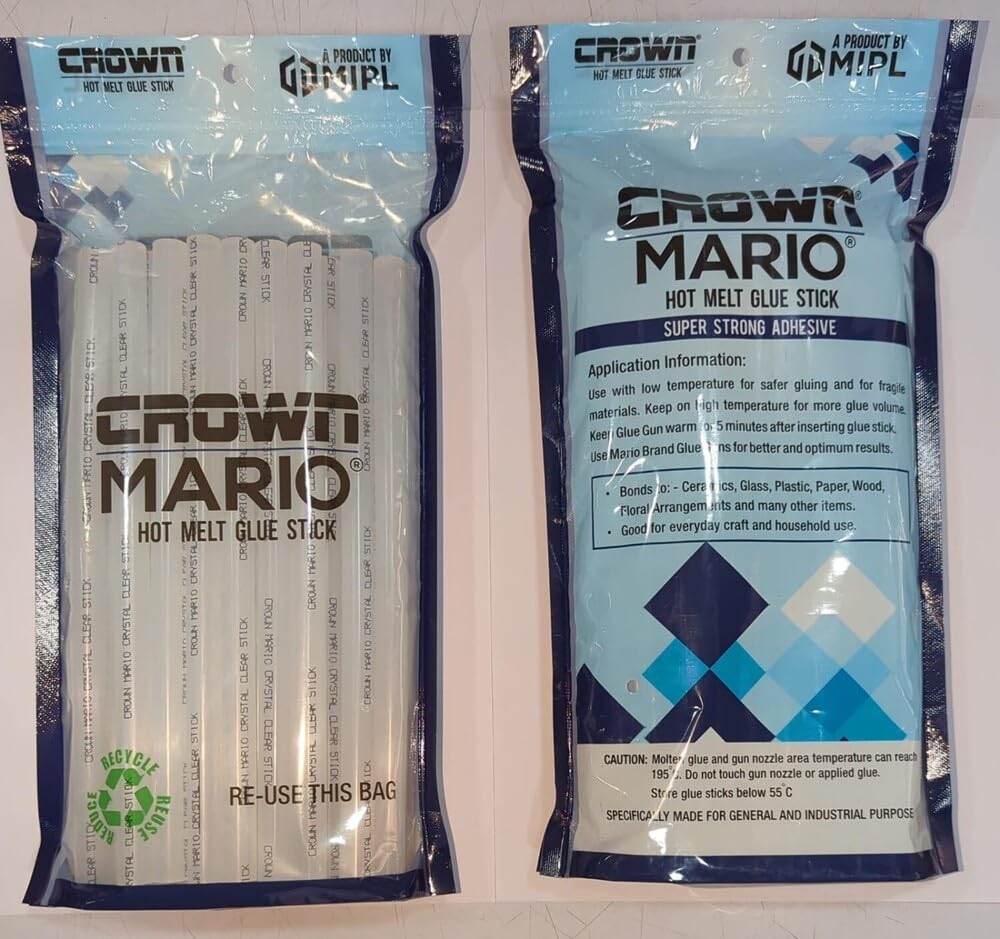 Crown Mario® Hot Melt Glue Stick, Super Strong Adhesive, Crystal Clear | Bonds Glass & Plastic, Craft & Industrial Use, Multi-Surface Bonding, General Purpose, Resealable Bag-picture-25