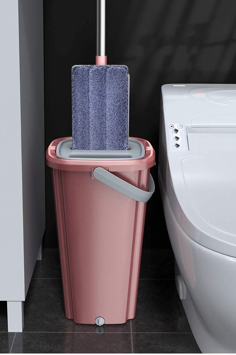 Mop Mop Flat Mop Bucket Set Sistema pulizia pavimento Rotazione 360 gradi Mop antipolvere autopulenti umido e secco Panni lavabili riutilizzabili legno duro Piastrelle in laminato Pareti in legno Vin