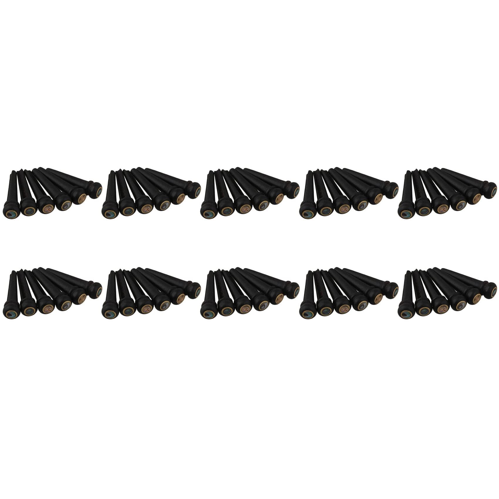 60 Stuecke Schwarz Ebenholz Shell Gitarre Bruecke Knochen Pins Set mit Gruenen Abalone Dot fuer Akustische Gitarre Zubehoer