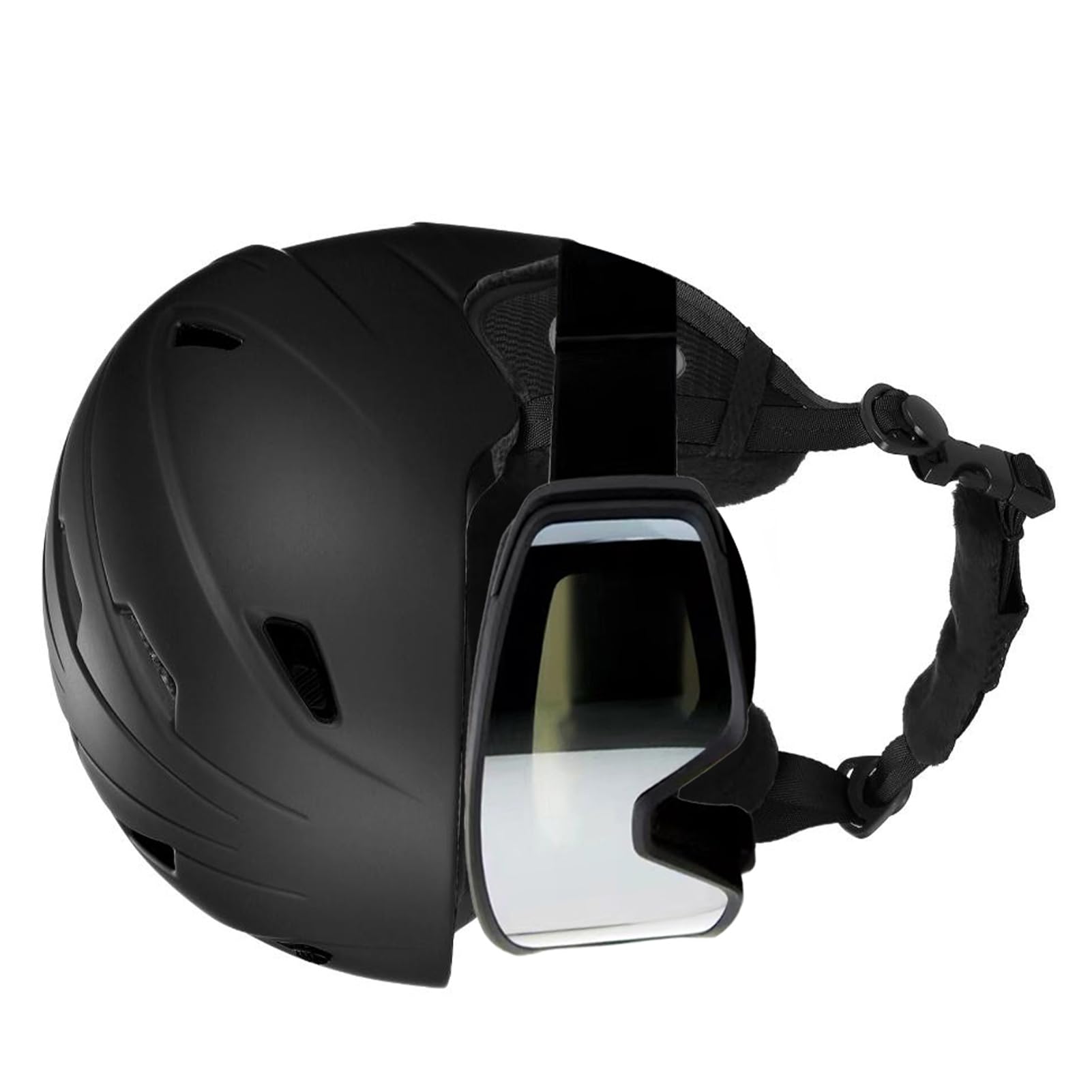 Juego de Casco y Gafas de esquí - Gafas Casco Snowboard a Prueba Golpes para Hombres, Mujeres y Adolescentes - Equipo Resistente Al Viento para Esquiar Hacer Snowboard Negro, M/L