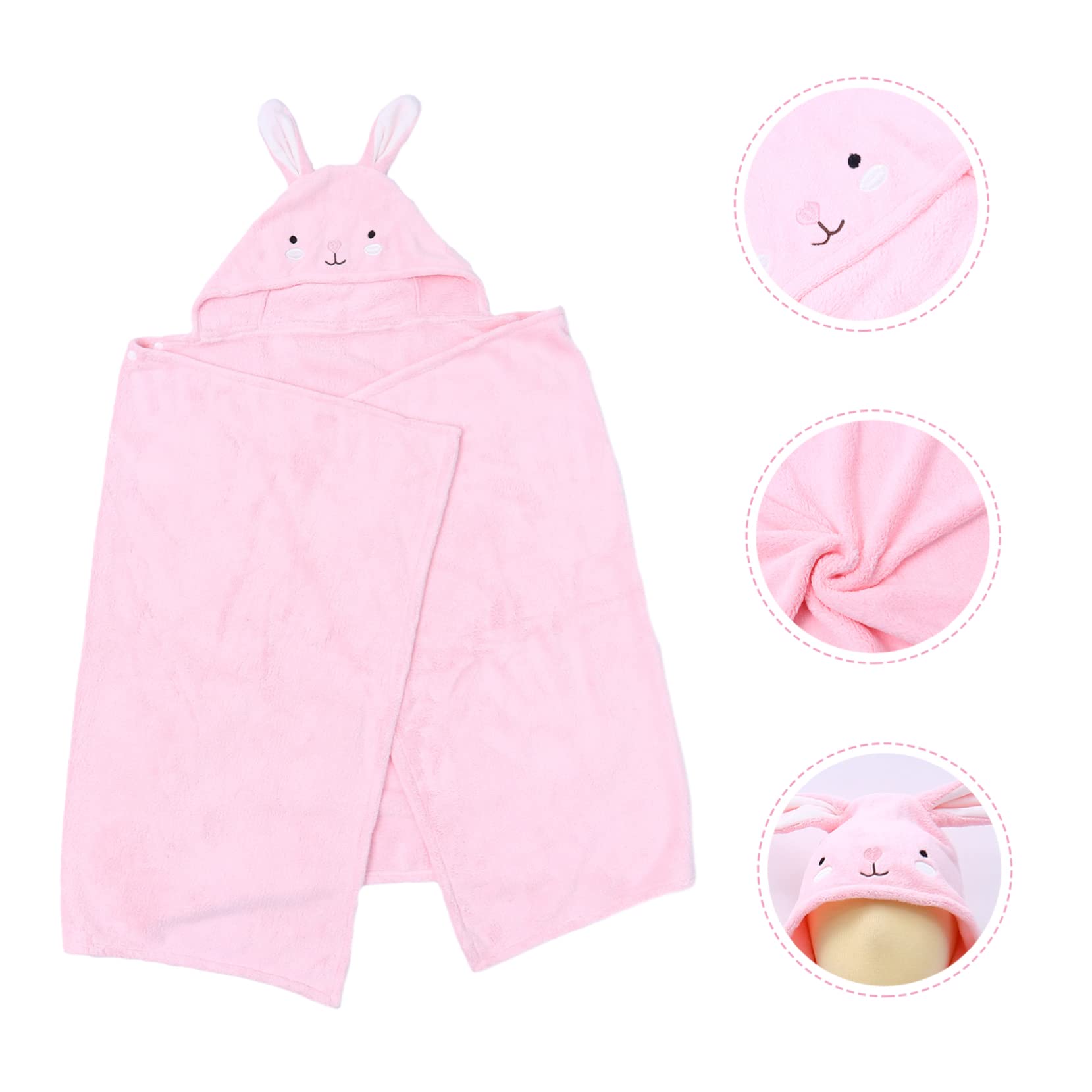 1 Pieza Toalla de Baño con Capucha para Diseño de y Absorbente para Bebés y Pequeños Color Rosa con Conejo