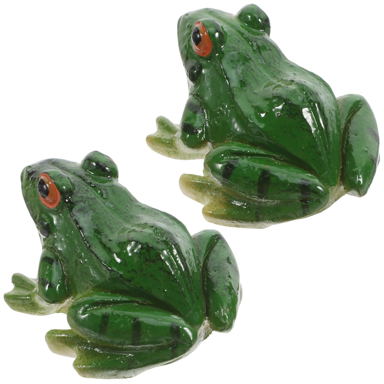 Gatuida 4 Pcs Resin Green Frog Figure Fairy Garden Yard Micro Desk Decor Set Gift Idea Top Pick Best Size 6.50 cm Length Nice Cute Safe Toy Art Craft Indoor Outdoor Plant Pond Wild Life Fine Fun
