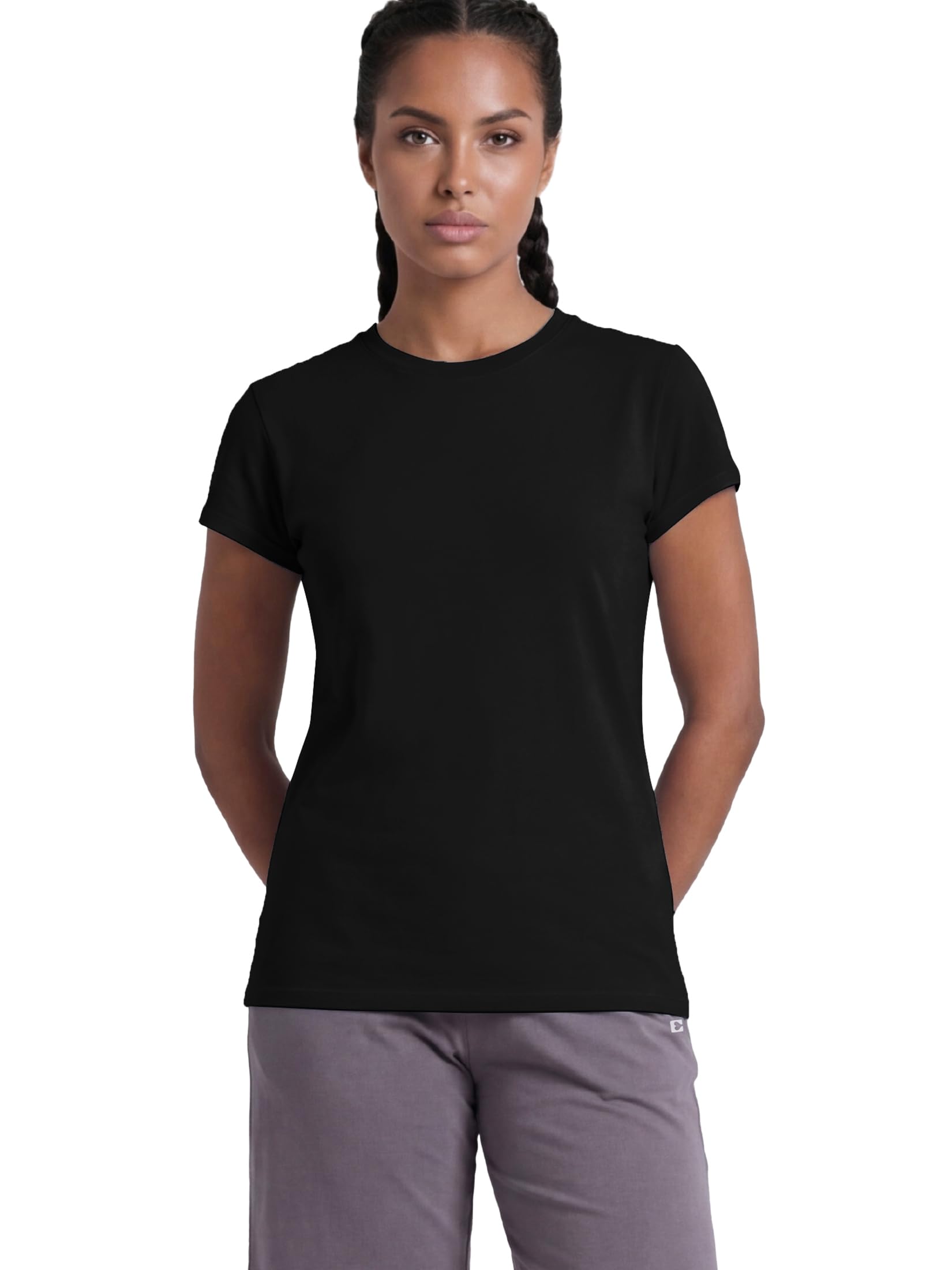enamor Women's Plain Slim fit T-Shirt (E047_Jet Black 2XL)-picture-11