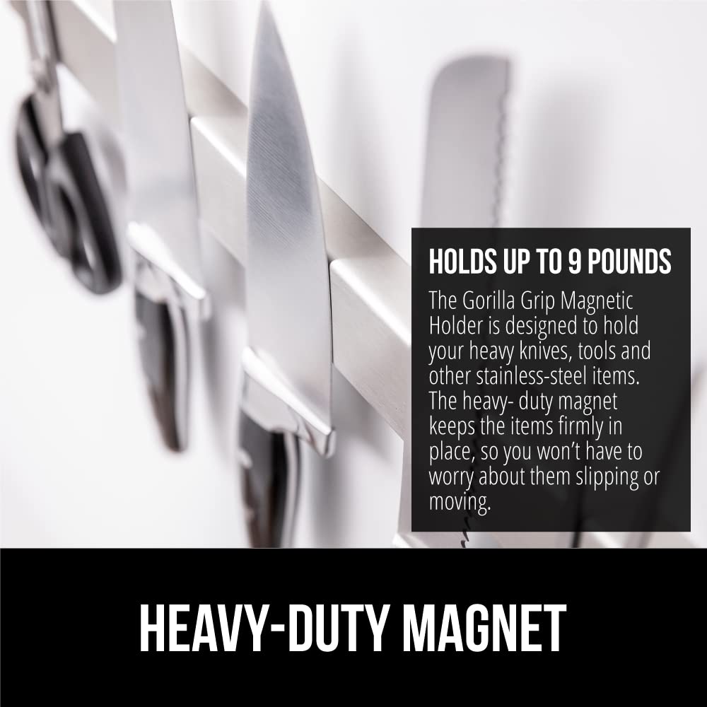 Gorilla Grip Magnetic Knife Strip - Stainless Steel -4