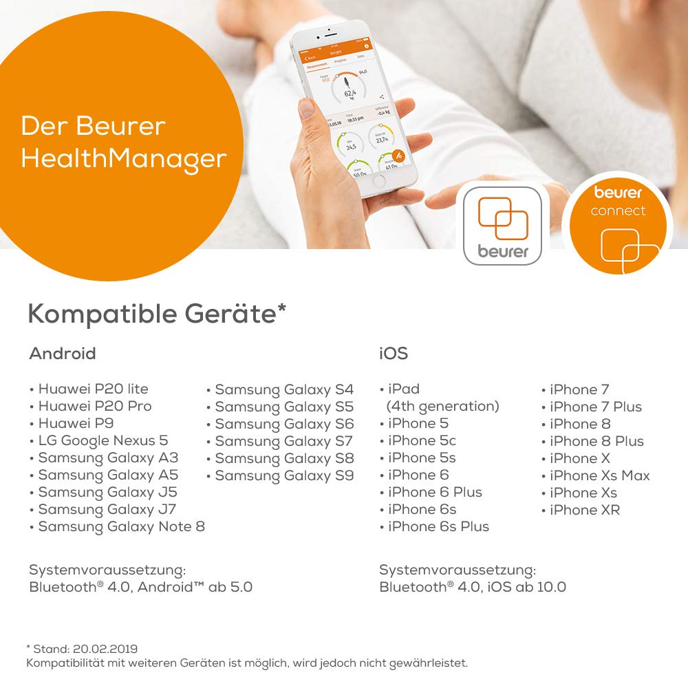 Beurer BF 600 Báscula diagnóstica negra, medición de grasa corporal, agua corporal, porcentaje muscular y masa ósea, con conexión a app
