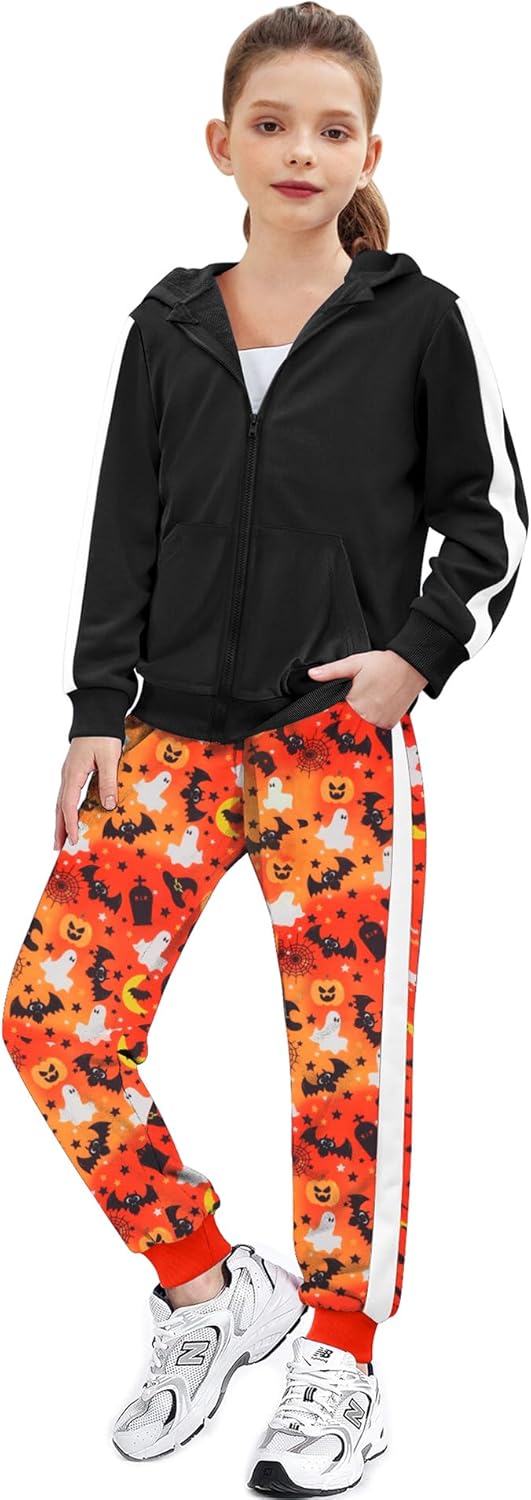 Zaclotre Girls 2 Piece Outfits Sweatsuit Zip Up Hoodie Sweatshirt and Sweatpant Tracksuit Athletic Jogger Sets