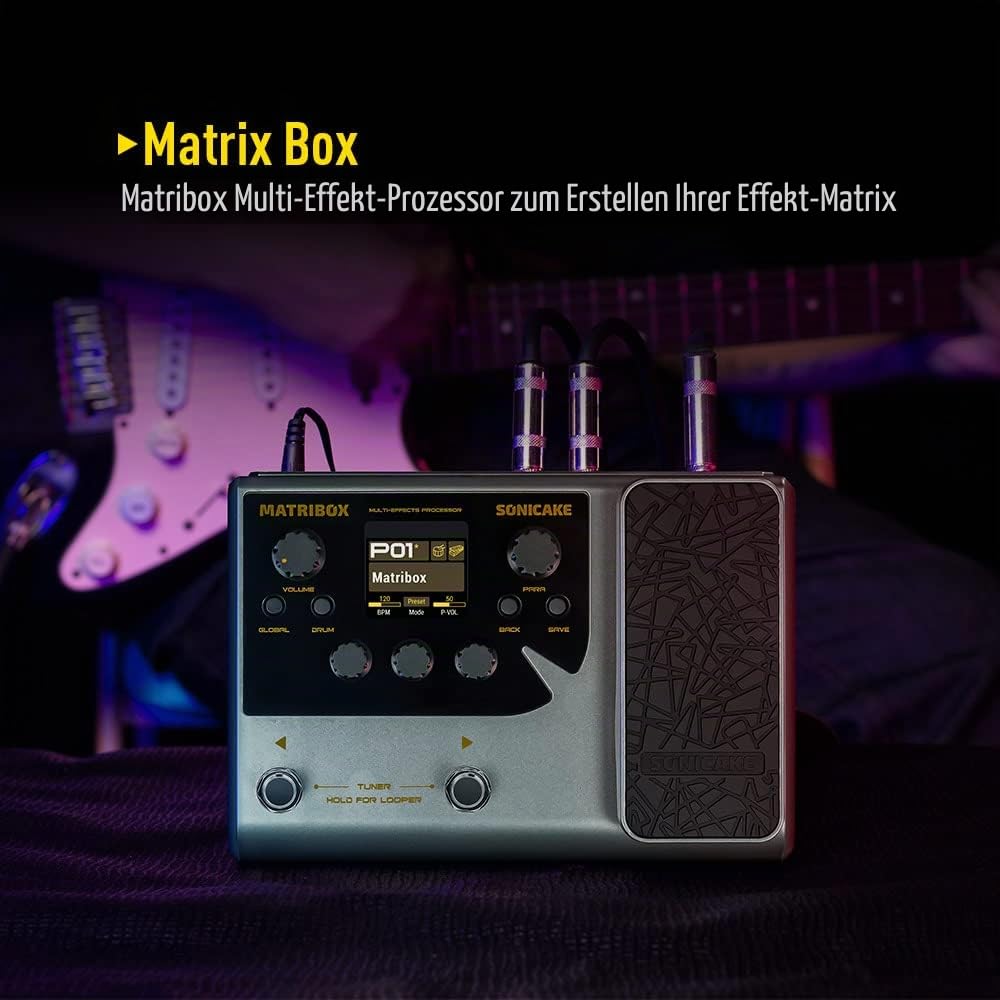 SONICAKE Gitarren Effektpedal Multi-Effekte Prozessor mit Expression Pedal 140 integrierte Effekte 198 Presets Gitarren Bass Amp Modeling Unterstützung IR OTG USB Audio Interface Matribox