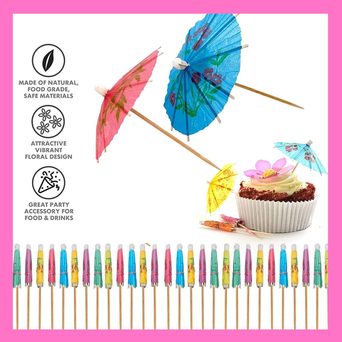 Sombrilla de Cóctel, 60pc Sombrilla de Cóctel de Papel Colorido, Sombrilla de Papel Colorida, Sombrilla de Bebida Tropical, Adecuado para Bodas, Fiestas, Bebidas, Frutas, Pasteles, Etc