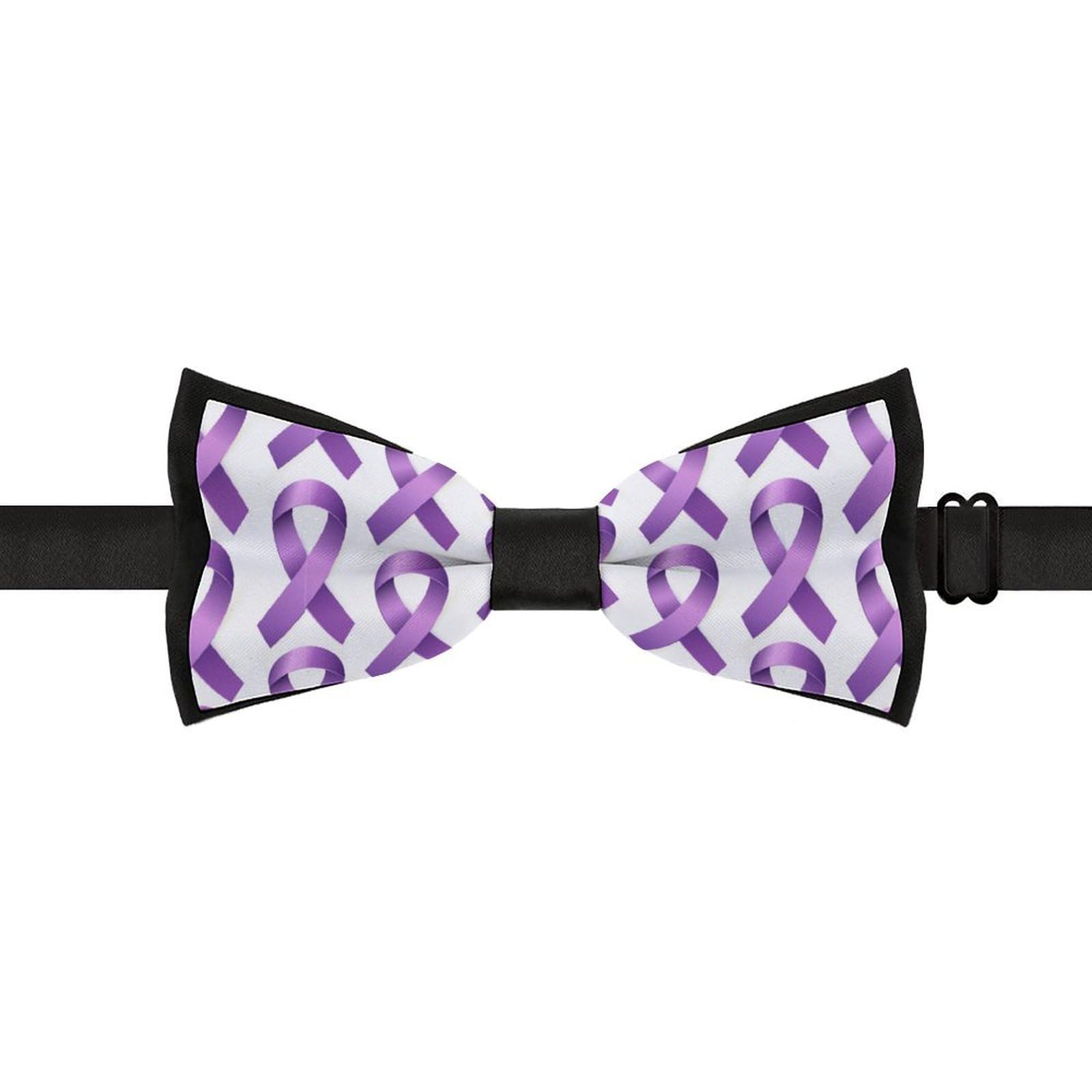 GoasNei Cystic Fibrosis Awareness Month Purple Ribbon Bow Tie for Men Adjustable Necktie Funny Tie Neck Ties for Weddings Party