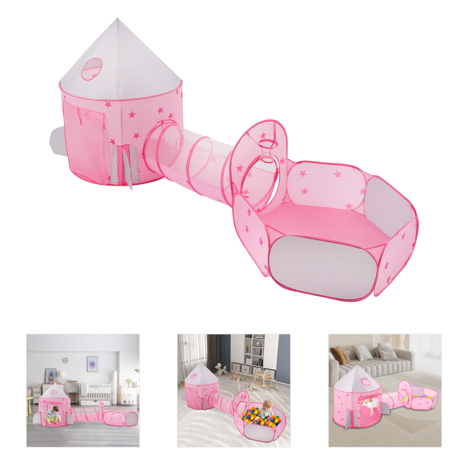 Tenda per Bambini 3 in 1 Tenda da Gioco + Tunnel per Bambini + Piscina a Palle Pieghevole Grande Area di Gioco da Giardino, per Camera da Letto, Sala Familiare, Sala Giochi, Soggiorno