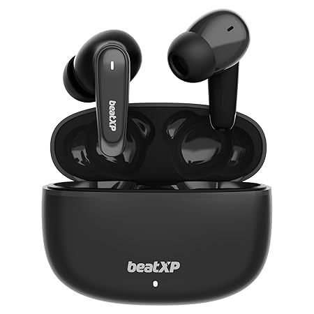 beatXP Wave XPods Bluetooth True Wireless Ear Buds with 50H Playtime, Quad Mic ENC Tech, 40ms Low Latency Mode for Gaming, Type C Earphone with 11mm Drivers, IPX5, BT v5.3, Touch Control (Black)
