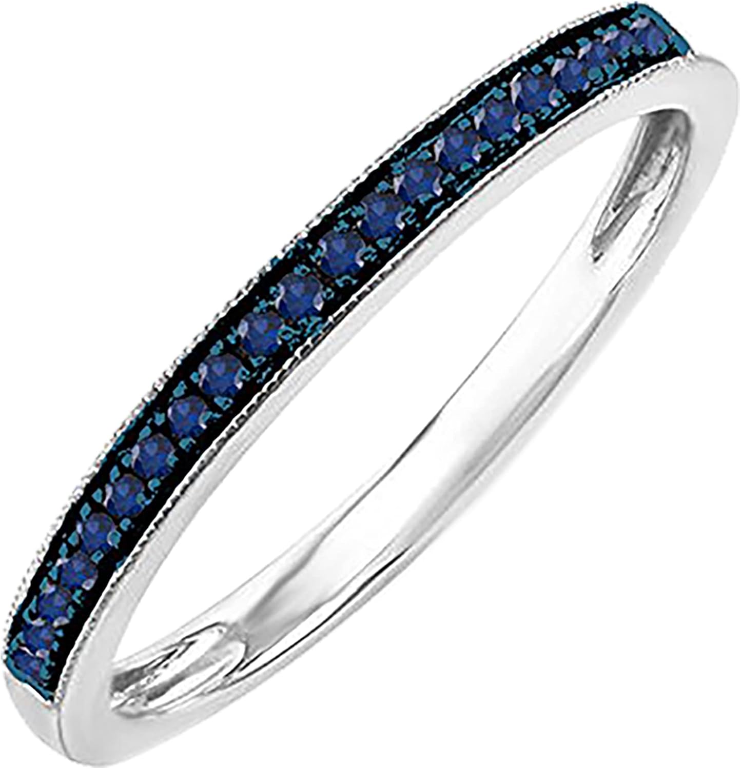 Dazzlingrock Collection 0.10 Cttw Blue Sapphire Stackable Ring in 925 Sterling Silver, Size 8.5