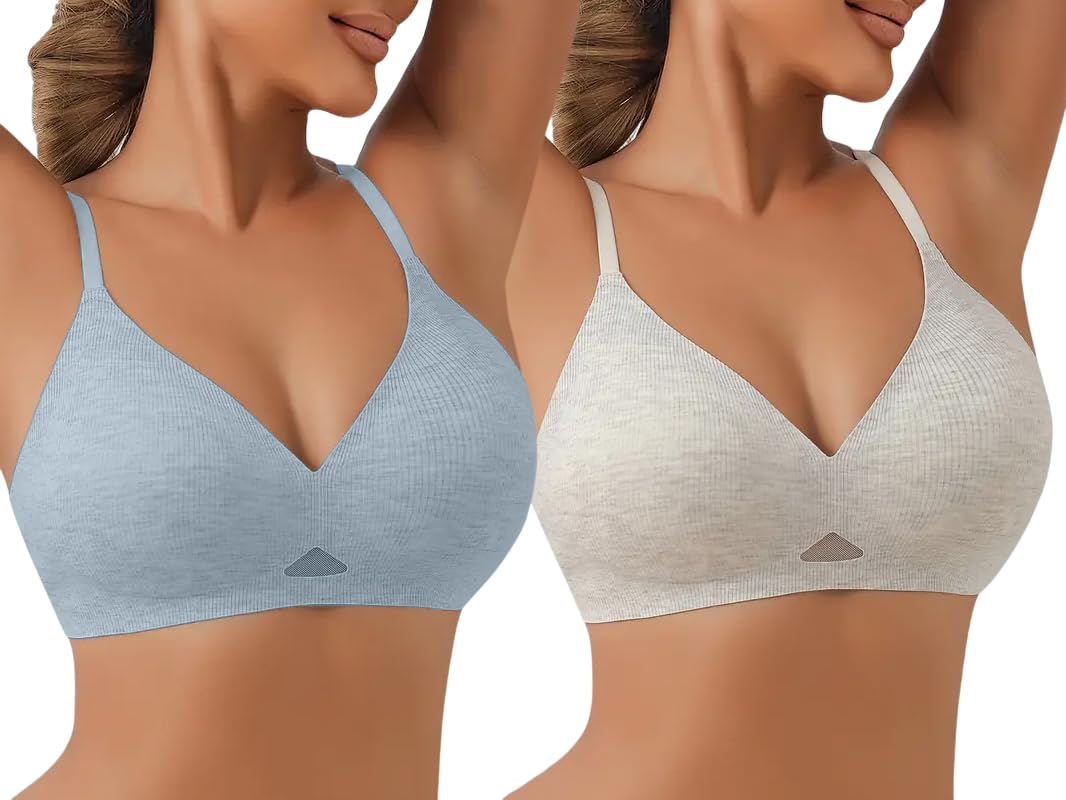 Woman's Bra|| Lightly Padded Wirefree Bra|| with Removable Pad ||Smooth and Soft Cotton Blend Seamless Design||Ultra Lightweight