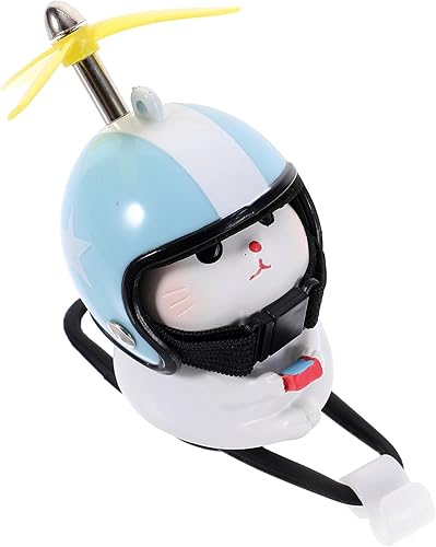 PRETYZOOM Cat Bike Bells - Manillares de bicicleta Montar muñeca de gato con casco de hélice, accesorios de decoración de bicicletas