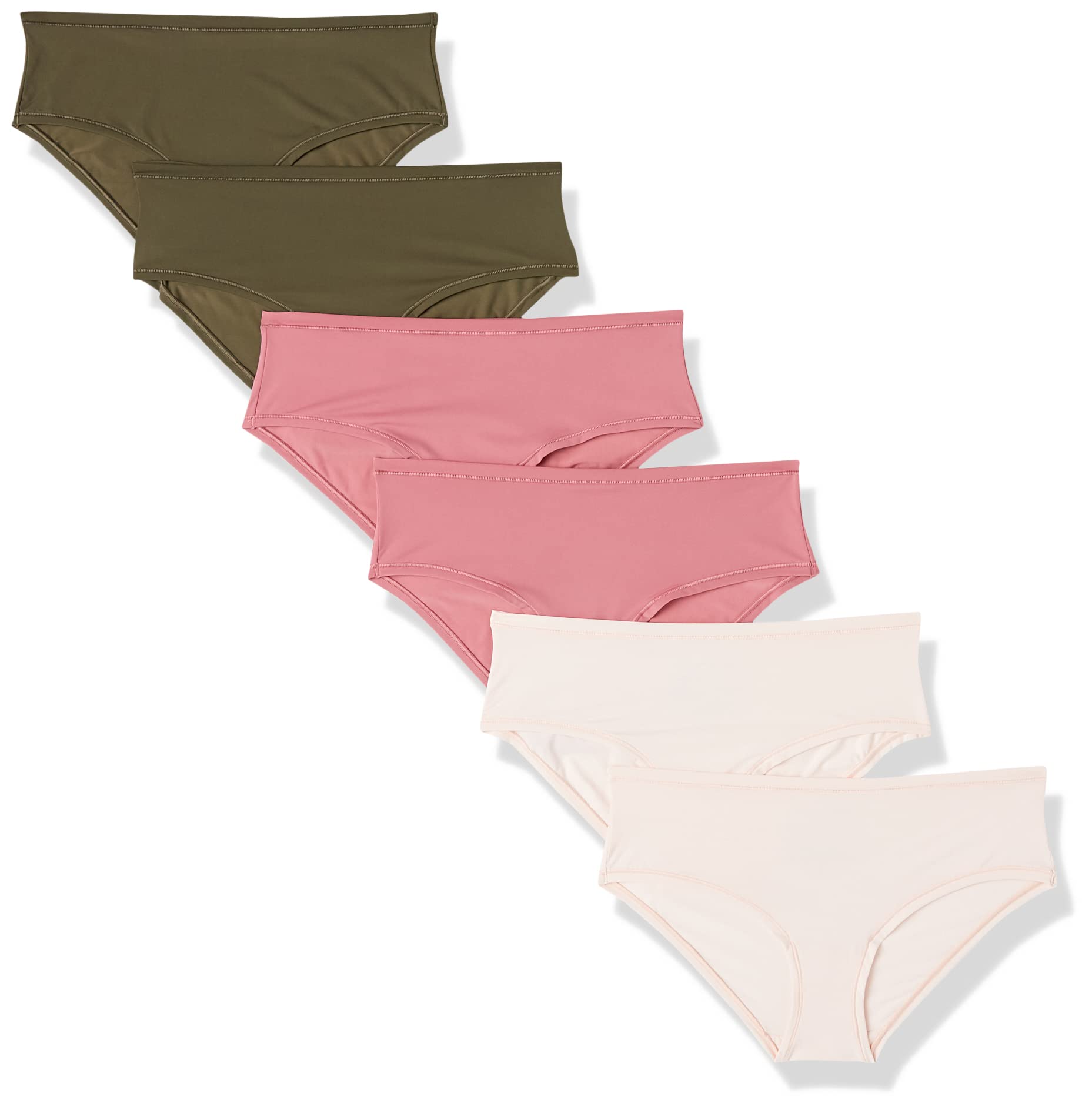 Amazon EssentialsWomen's Microfiber Underwear (Hipster & Thong, Available in Plus Size), Pack of 6