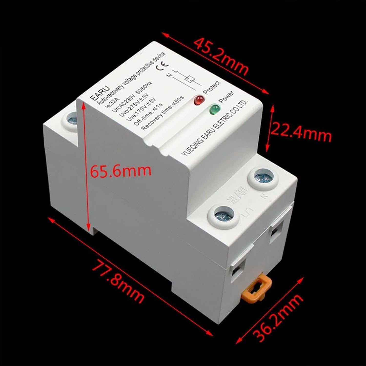 2P 40-63A Din Guide Rail Automatically Recover and Then Connect Overvoltage Undervoltage Protection Device to Protect Relay(63a,Dispaly)