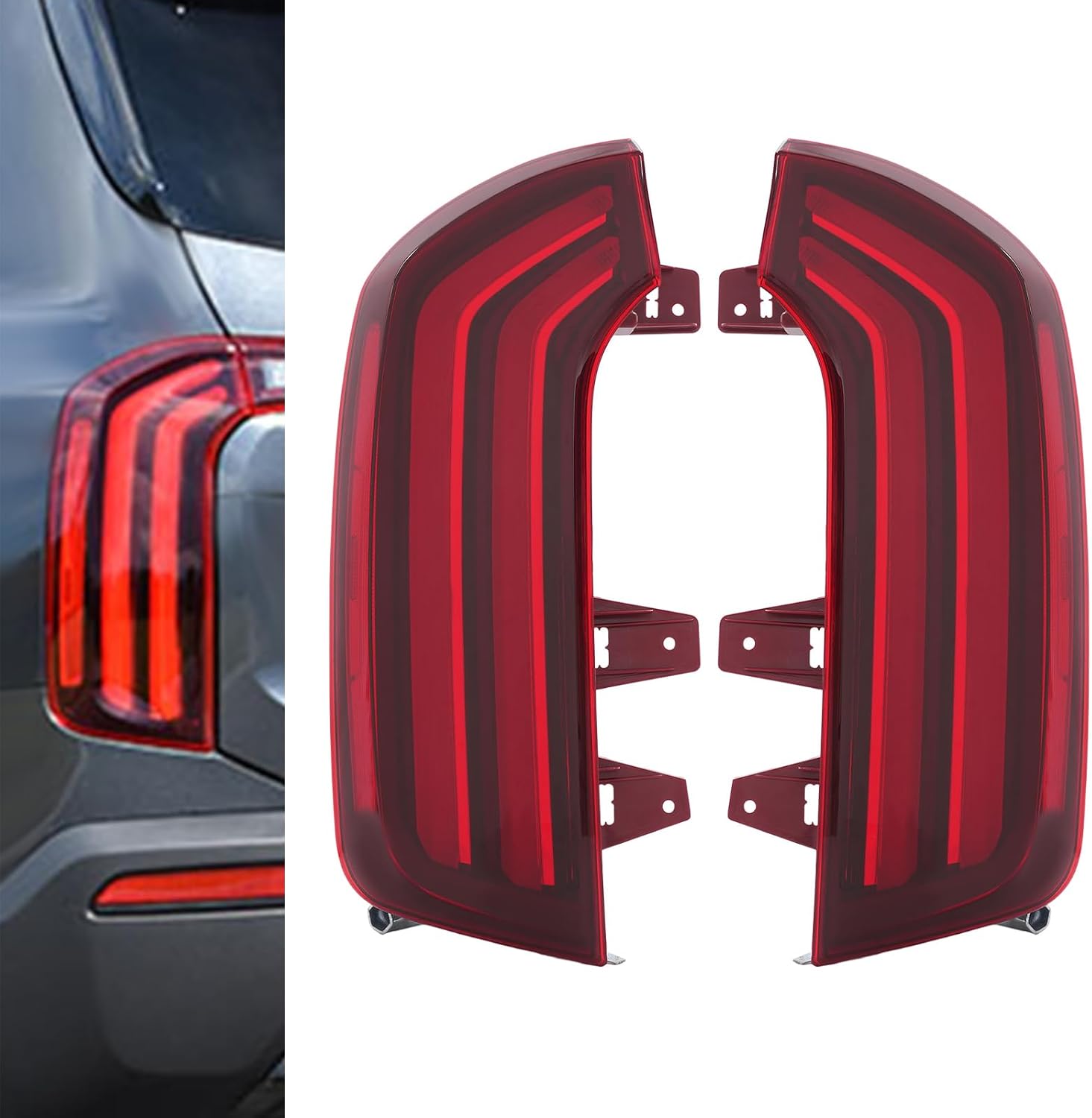1 Pair LED Outer Tail Light for Kia Telluride EX/SX 2020 2021 2022 (No Reverse Light,4 Pins) Rear Lamp Assembly Passenger and Driver Side OE/OEM 92401S9100, 92402S9100