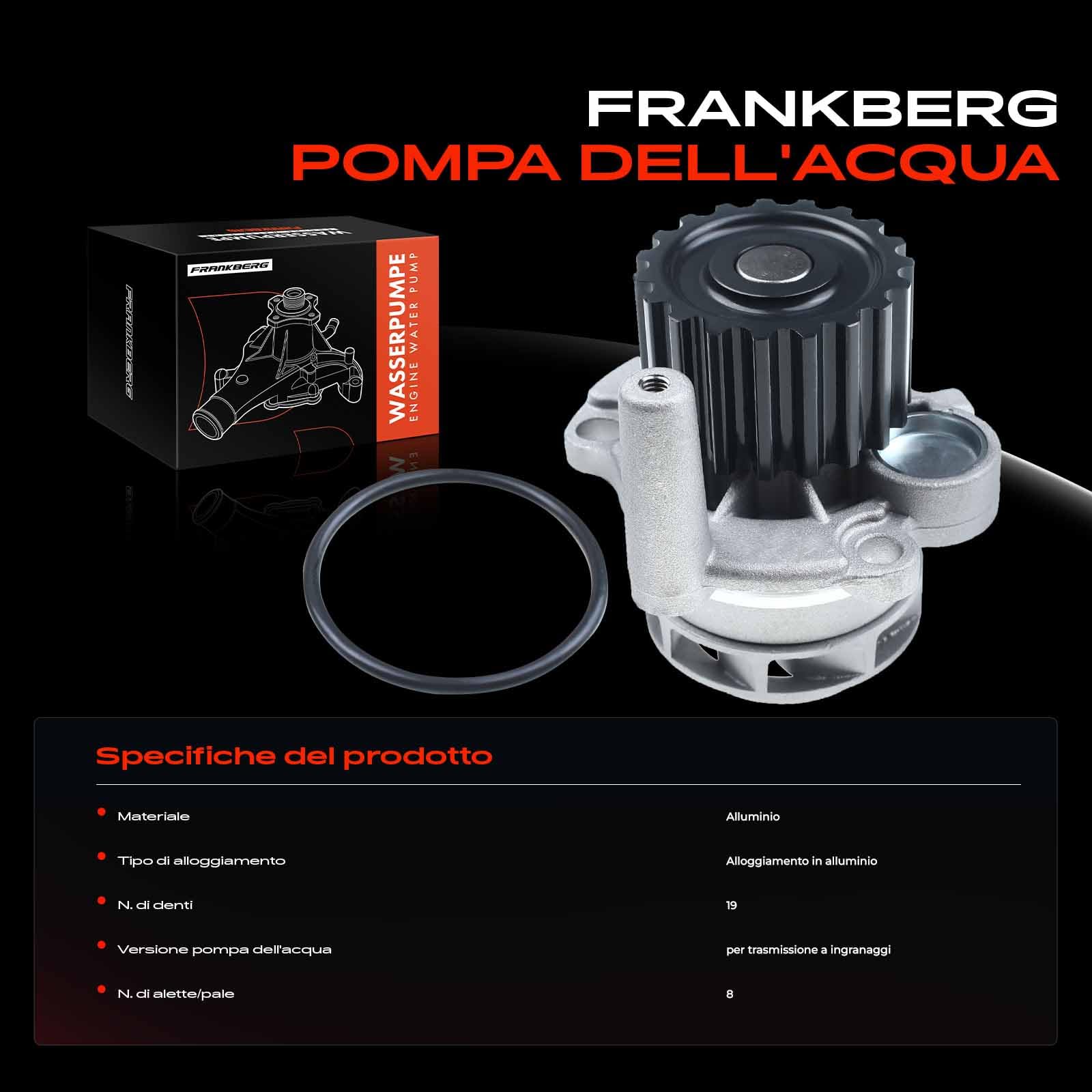 Frankberg Pompa dell'acqua pompa di circolazione dell'acqua 038121011C | Compatibile con: G.o.l.f V Variant 1K5, New Beetle Cabriolet 1Y7, A3 Sportback 8PA, A3 Cabriolet 8P7, L.e.o.n 1M1