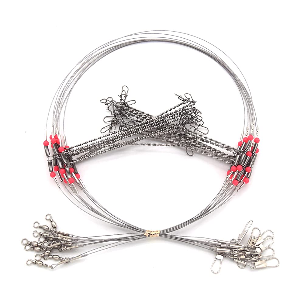 High-Strength Fishing Wire Leader Rigs with Swivels Snap Connect 1 Arm -5 Arm,Saltwater Fishing Assecories 7-Strands Steel Wire with Nylon-Coating