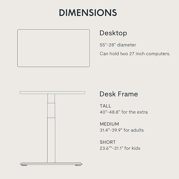 FLEXISPOT E6 Pro 55 x 28 Dual Motor Electric Standing Desk, Organic Modern Oval Leg Design, 3-Stage Height Adjustable Sit Stand Desk with heavy Duty 330lbs, Black Desktop, Black Frame
