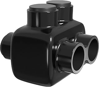 OHLECTRIC 250Mcm-#6-2 2 Port 2-Port Multi-Cable Connectors - Dual Input Splice Electrical Power Connector - Black Insulated Vinyl Coated Wire Connectors - Aluminum Connector For