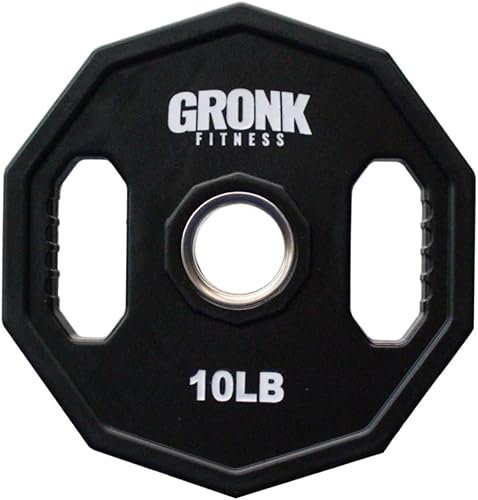 Gronk Fitness Placas de pesas olímpicas de uretano de 10 lados  Pesas duraderas para gimnasios domésticos y comerciales  Diseño no rodante