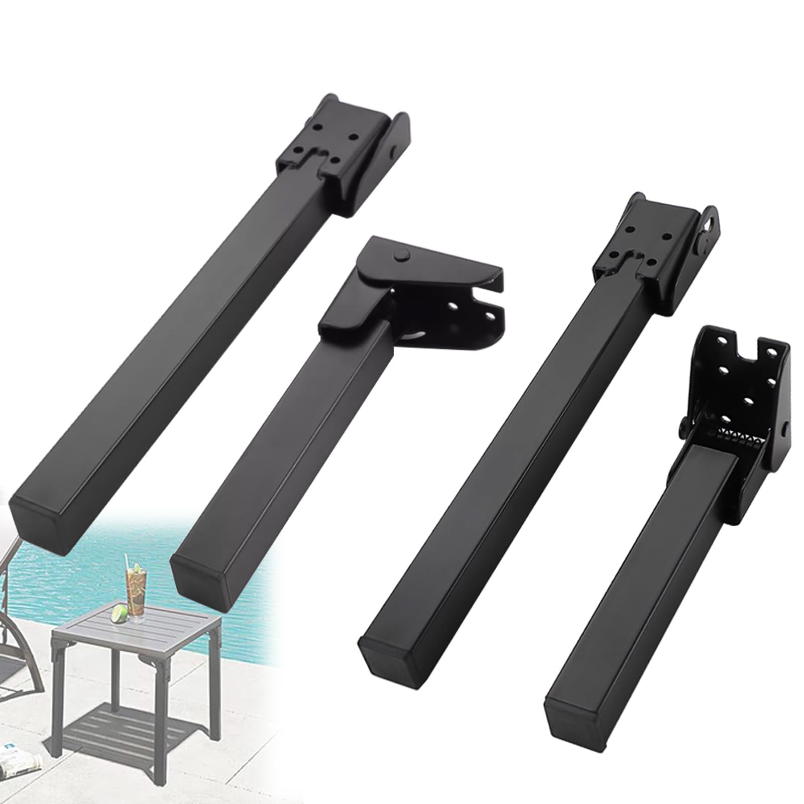 Pieds de table pliants en métal (lot de 4) pour table basse et support d'ordinateur portable