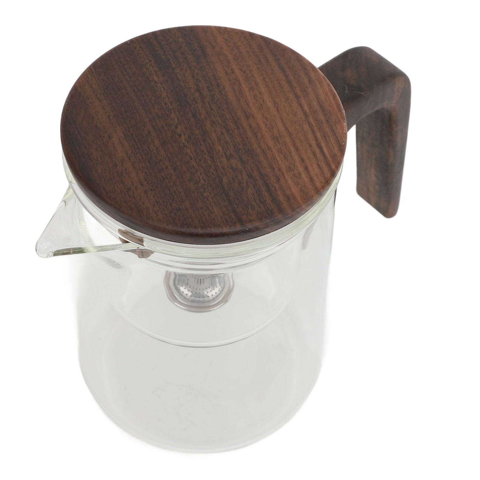 Jeffergarden Szklany Dzbanek do Herbaty, Czajniczek ze Stali Nierdzewnej z magnetyczną separacją Wody, 600 Ml Czajnik do Herbaty na Luźne Liście z drewnianą rączką i Wyjmowanym Zaparzaczem Domowego
