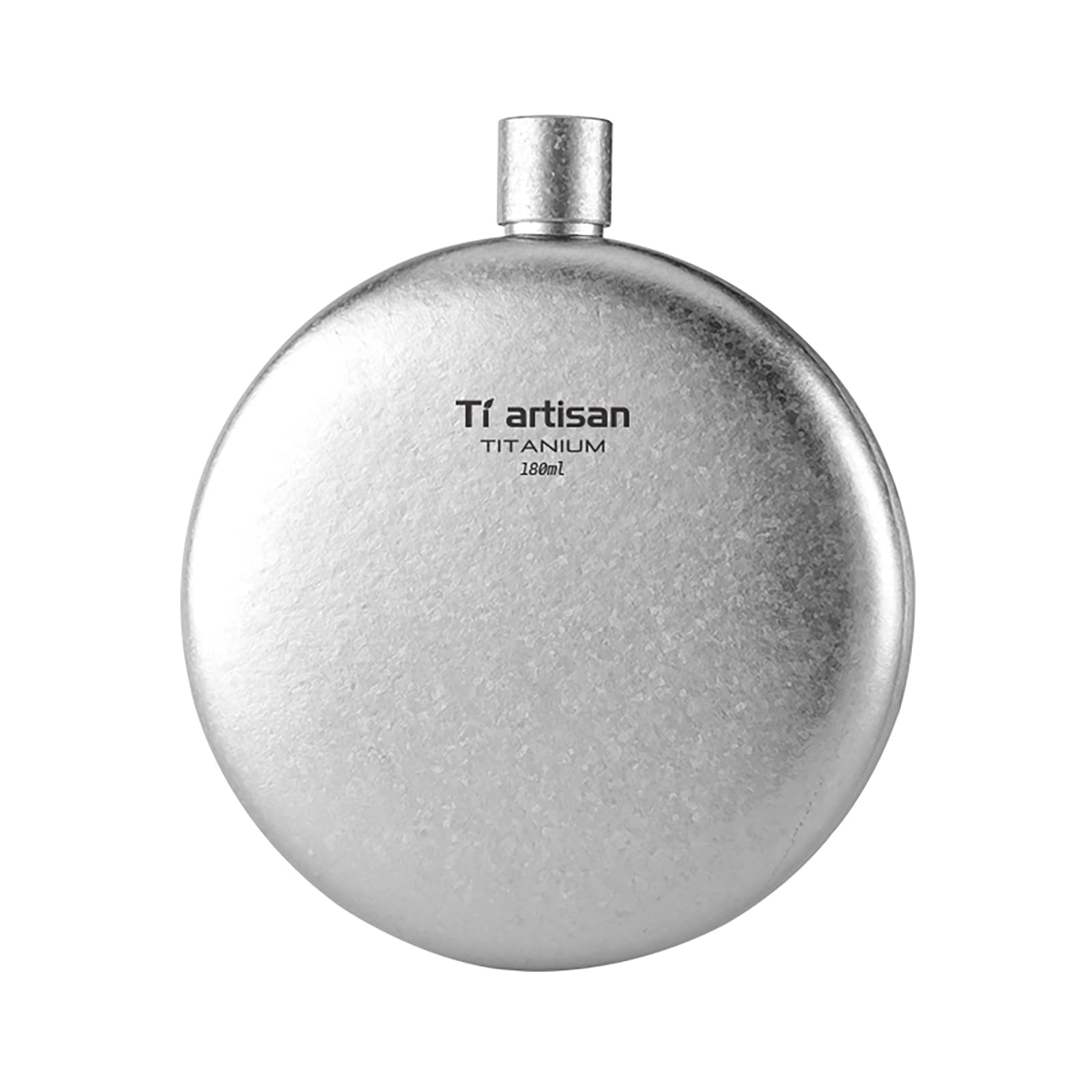 Ti Artisan Portable Outdoor Flat Round Titanium Wine Flask for Hiking & Climbing, Ultralight Titanium Flask Wine Bottle with Funnel for Outdoor Camping (Ice Flowers)