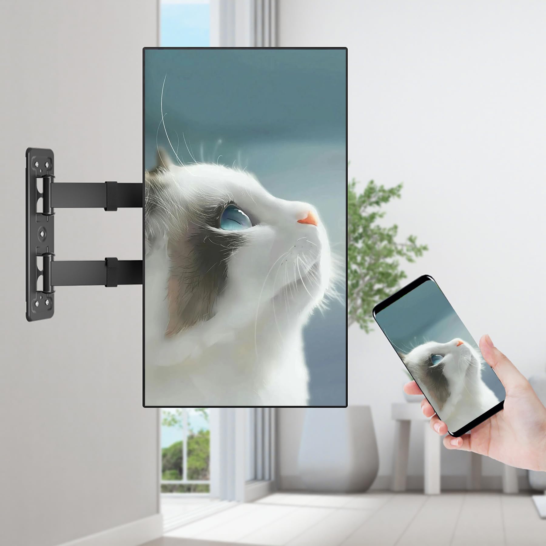 Rotazione 90° Supporto TV da Parete Girevole/Estendibile per 32-60 Pollici, Carico 28kg VESA 400x400mm, Compatibile Televisione Verticali e Monitor, Braccio Regolabile DY3260