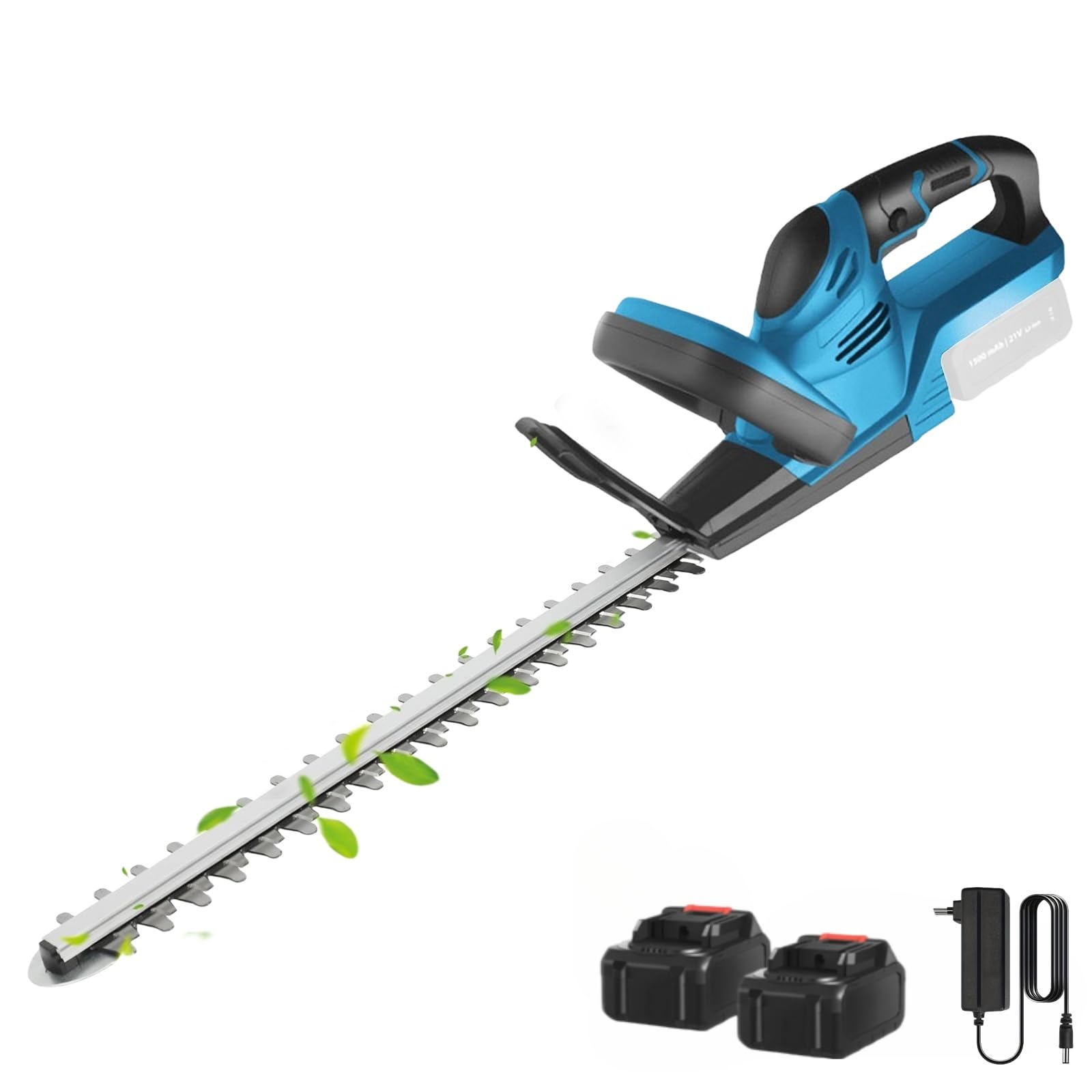 Tagliasiepi batteria elettrica 800 W taglio siepi giardino elettrico batteria 7500 mAh lama 55 cm, separazione tra denti 15 mm, velocità 20000 giri/min, per potatura da giardino