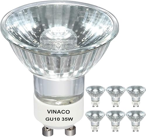 Vinaco GU10 Bombillas halógenas de 35 W 6 bombillas halógenas GU10C de 120 V 35 W con cubierta de cristal regulables GU10 de alta eficiencia MR16