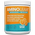 AminoLean Hydrating Electrolyte Powder and Recovery Drink with Sea Minerals, Nootropic Mushrooms, and Vegan Amino Acids, BCAAs + EAAs for Post Workout Muscle Building, Orange Splash