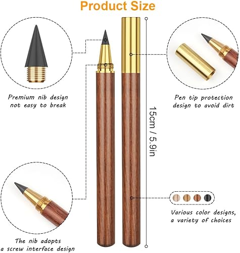Miniatura 9 de Lápiz infinito, 7 lápices sin tinta Forever con 7 puntas reemplazables, lápices sin afilar para niños, para escribir, dibujar, estudiantes, hogar,