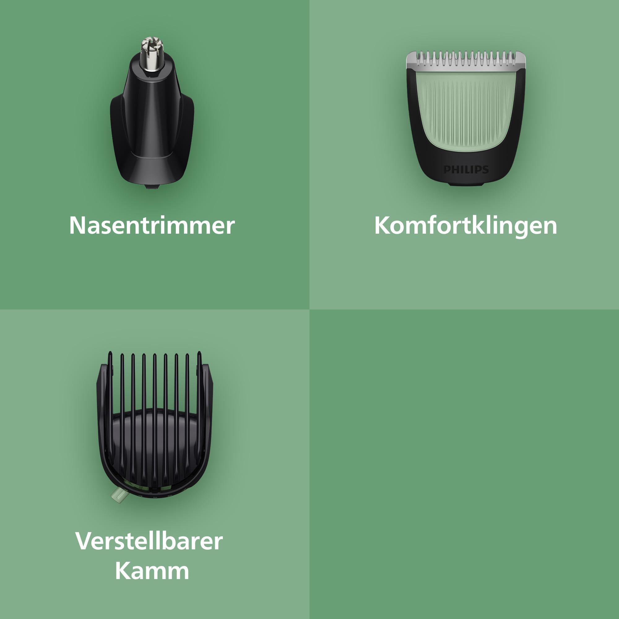 Philips Multigroom 3000er-Serie All-in-One 7-teiliger Trimmer: Rasierer und Haarschneider für Gesicht und Kopf, selbstschärfende hautfreundliche Klingen, zehn Längeneinstellungen, Modell MG3930/15