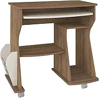Mesa para Computador com rodízios e porta-revistas 160 cor Pinho/Off White - Artely