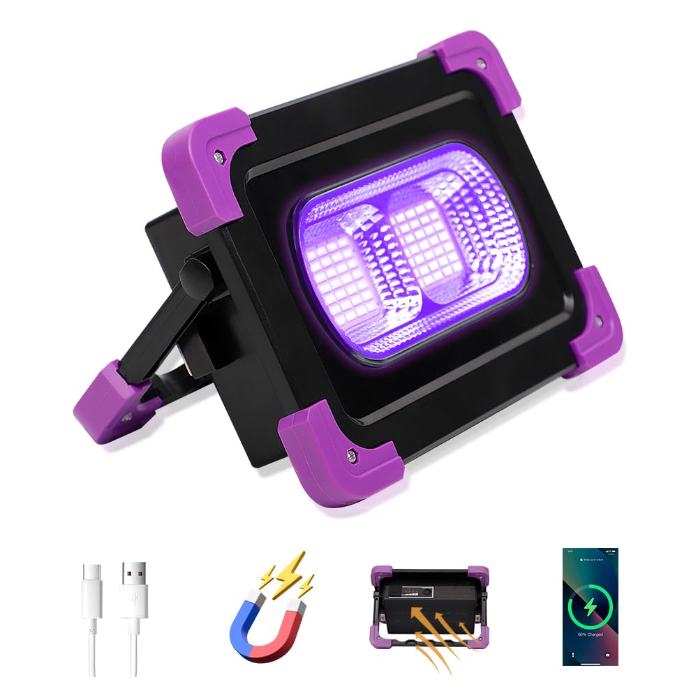 Solar Rechargeable LED Black Lights, Battery Operated