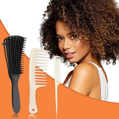 Cepillo desenredante para cabello húmedo, 3 piezas, cepillo para el cabello para mujeres, cepillo desenredante para cabello rizado, peine de dientes