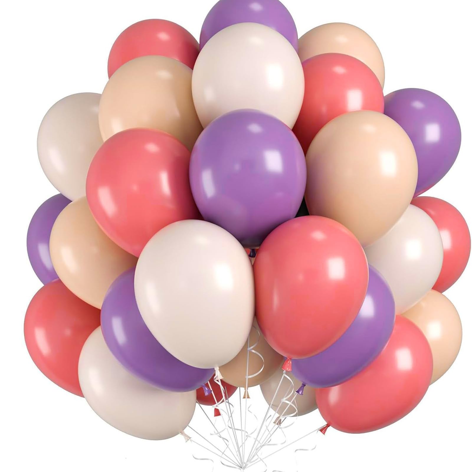 Balloons for Party Decorations - 30pcs Vintage Pink Purple Balloon Set with Ribbons, Elegant Muted Tone Balloons for Birthday, Anniversary, Home Celebration (12 Inch, Air/Helium Float)