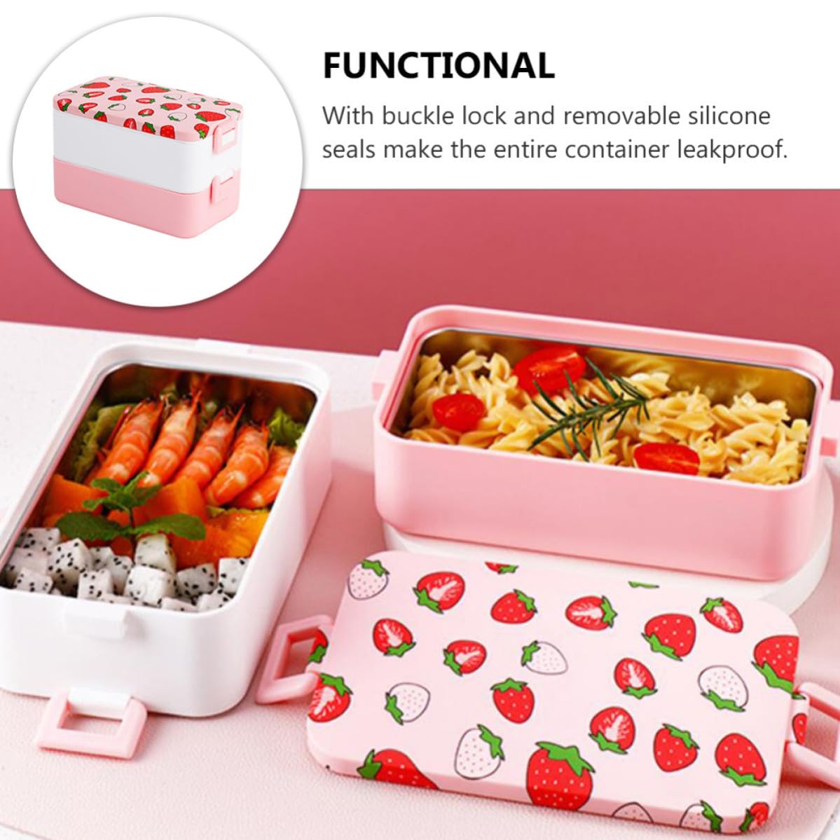 Bento Box Portatile 2 Livelli in Pp, Contenitore Pranzo Microonde | Back To School Party, Scuola e Ufficio, Overflow Resistance e Isolamento Termico
